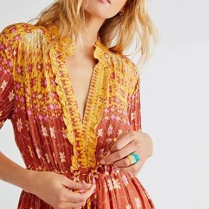 COPY - Free People Rare Feeling Tiered Printed Tassels Tie Maxi Dress $148~NEW